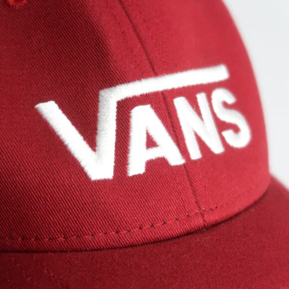 Vans Mens Logo Cap Red Burgundy White Stitch Baseball Snapback Punk Rock Skater - Picture 5 of 6